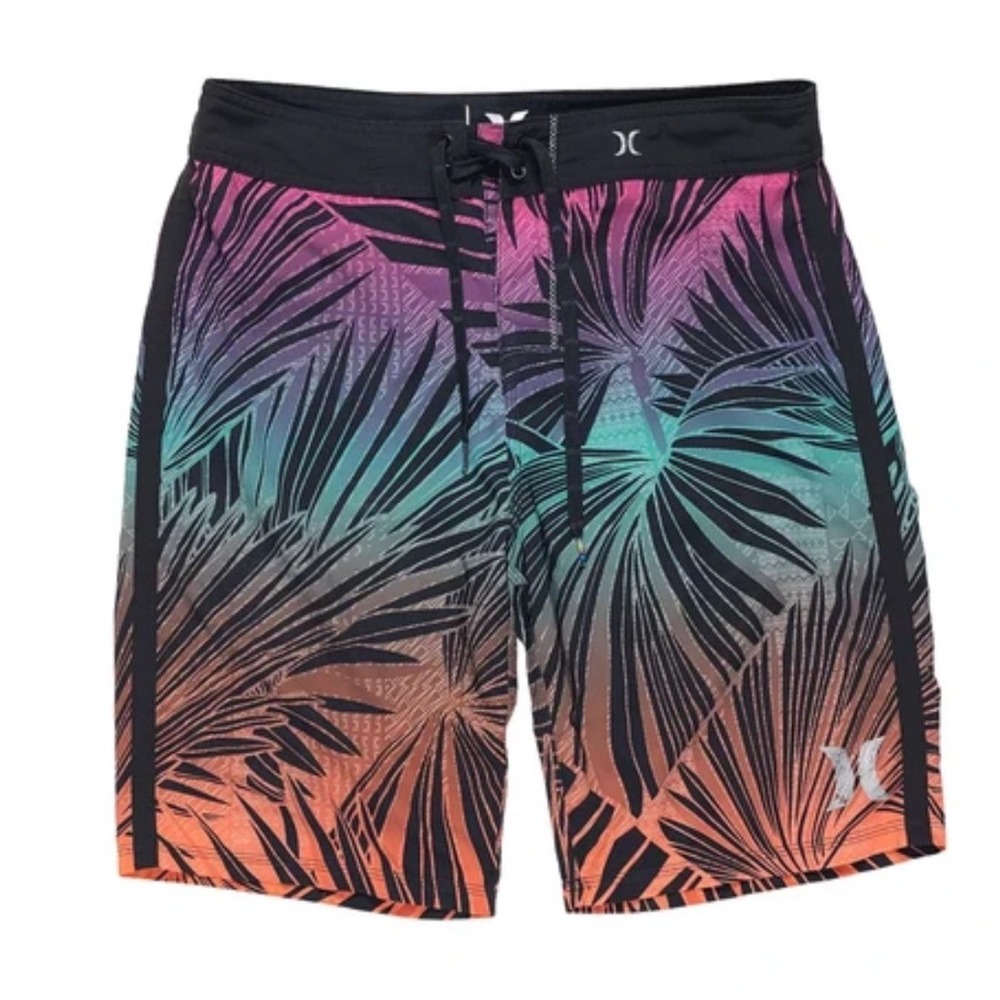 Hurley Board Shorts Mens 34 Multicolor Phantom Hawaii Palm Tropical Beachwear
